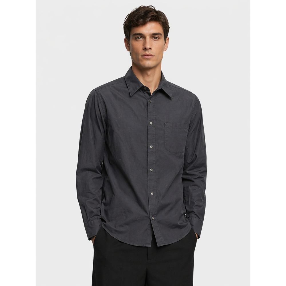 COS Mens Charcoal Gray 100% Cotton Button Front Long Sleeve Shirt Size 41 L